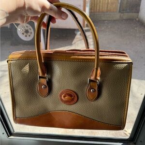Dooney & Bourke Olive and Tan Leather Top-Handle Satchel